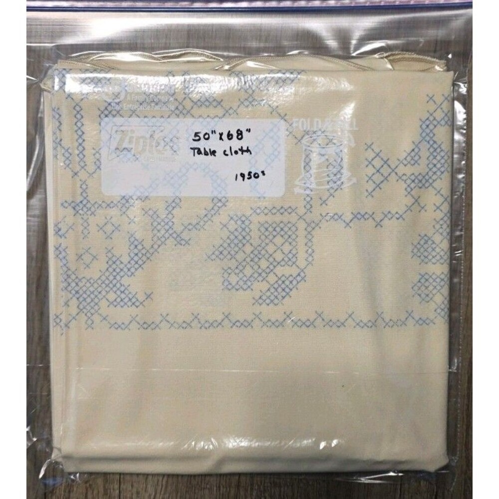 Vintage Table Cloth 50"x68" Embroidery Cloth Not Started